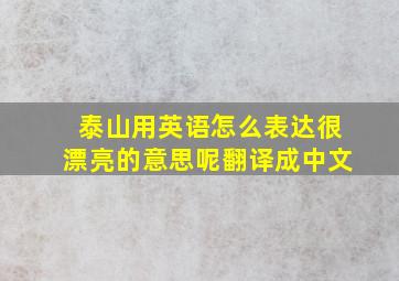 泰山用英语怎么表达很漂亮的意思呢翻译成中文