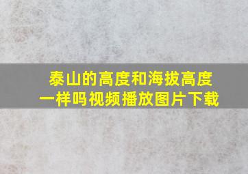 泰山的高度和海拔高度一样吗视频播放图片下载