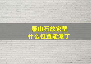 泰山石放家里什么位置能添丁