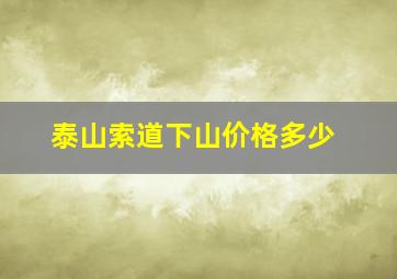 泰山索道下山价格多少