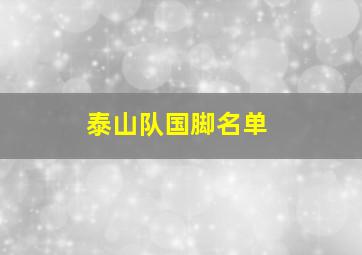 泰山队国脚名单