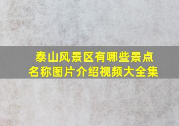 泰山风景区有哪些景点名称图片介绍视频大全集