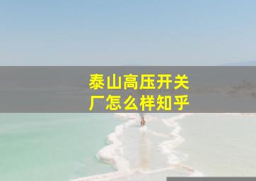 泰山高压开关厂怎么样知乎