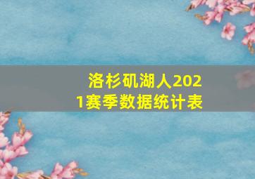 洛杉矶湖人2021赛季数据统计表