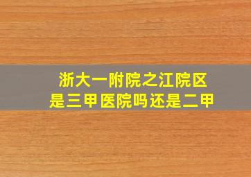 浙大一附院之江院区是三甲医院吗还是二甲