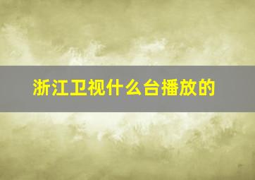 浙江卫视什么台播放的