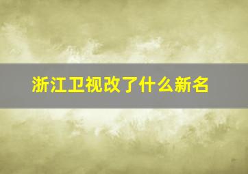 浙江卫视改了什么新名