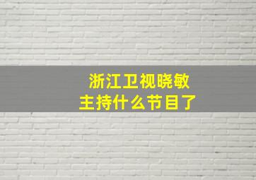 浙江卫视晓敏主持什么节目了