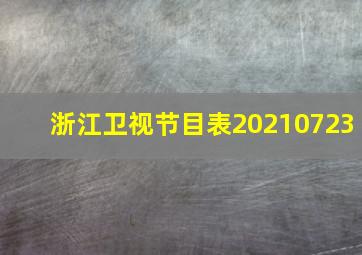 浙江卫视节目表20210723