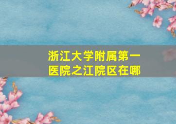 浙江大学附属第一医院之江院区在哪