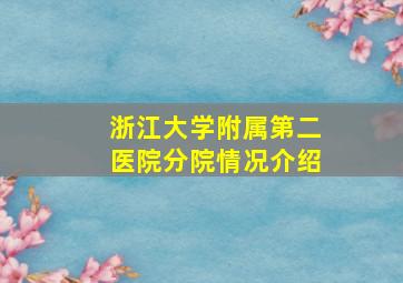 浙江大学附属第二医院分院情况介绍