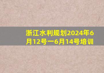 浙江水利规划2024年6月12号一6月14号培训