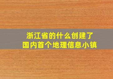 浙江省的什么创建了国内首个地理信息小镇