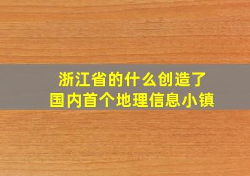 浙江省的什么创造了国内首个地理信息小镇