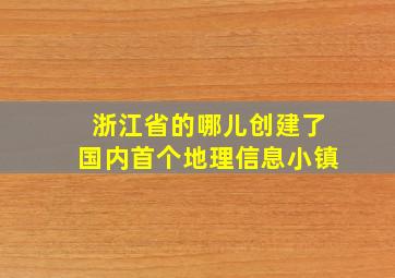 浙江省的哪儿创建了国内首个地理信息小镇