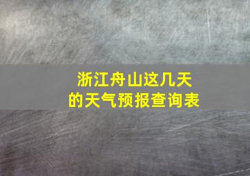 浙江舟山这几天的天气预报查询表