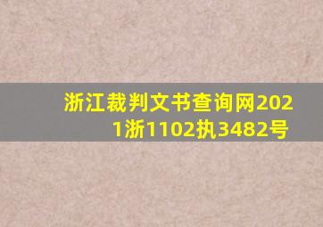 浙江裁判文书查询网2021浙1102执3482号