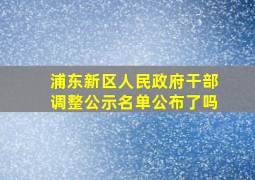 浦东新区人民政府干部调整公示名单公布了吗