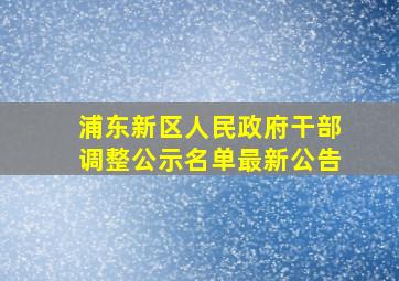 浦东新区人民政府干部调整公示名单最新公告