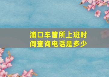 浦口车管所上班时间查询电话是多少