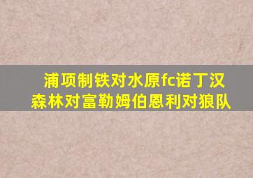 浦项制铁对水原fc诺丁汉森林对富勒姆伯恩利对狼队