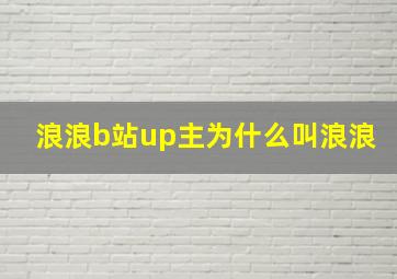 浪浪b站up主为什么叫浪浪