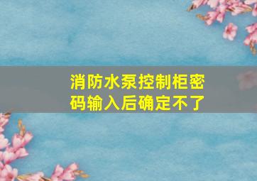 消防水泵控制柜密码输入后确定不了