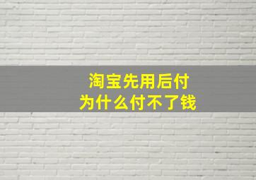 淘宝先用后付为什么付不了钱