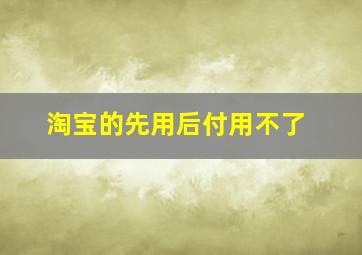 淘宝的先用后付用不了