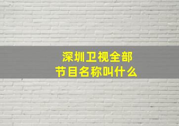 深圳卫视全部节目名称叫什么