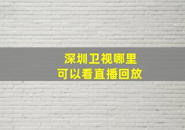 深圳卫视哪里可以看直播回放