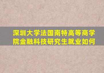 深圳大学法国南特高等商学院金融科技研究生就业如何