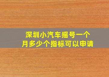 深圳小汽车摇号一个月多少个指标可以申请