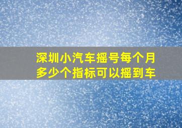 深圳小汽车摇号每个月多少个指标可以摇到车