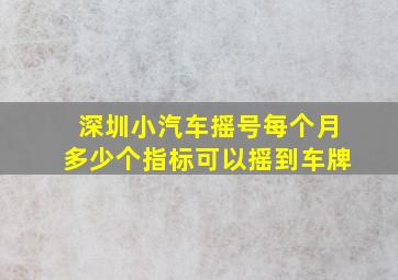 深圳小汽车摇号每个月多少个指标可以摇到车牌