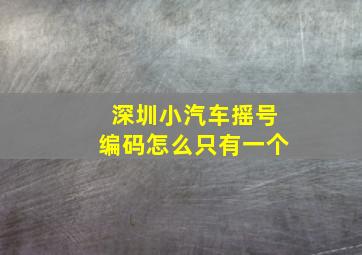 深圳小汽车摇号编码怎么只有一个