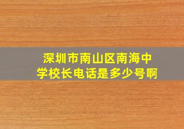 深圳市南山区南海中学校长电话是多少号啊