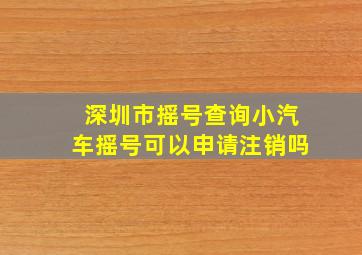 深圳市摇号查询小汽车摇号可以申请注销吗