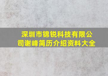 深圳市锦锐科技有限公司谢峰简历介绍资料大全