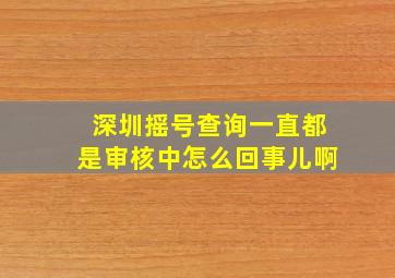 深圳摇号查询一直都是审核中怎么回事儿啊