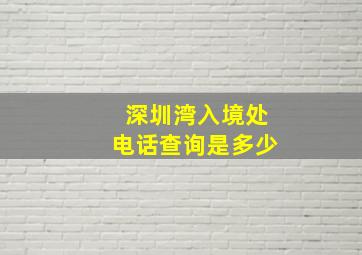 深圳湾入境处电话查询是多少