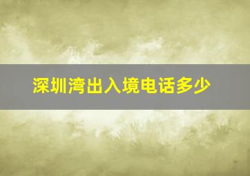 深圳湾出入境电话多少