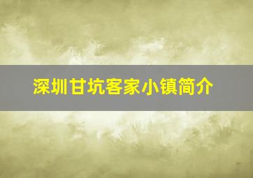 深圳甘坑客家小镇简介