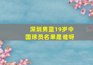 深圳男篮19岁中国球员名单是谁呀