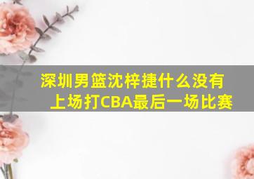 深圳男篮沈梓捷什么没有上场打CBA最后一场比赛