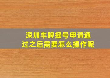 深圳车牌摇号申请通过之后需要怎么操作呢