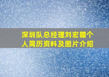 深圳队总经理刘宏疆个人简历资料及图片介绍