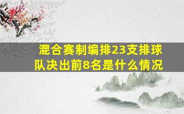 混合赛制编排23支排球队决出前8名是什么情况