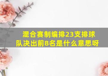 混合赛制编排23支排球队决出前8名是什么意思呀