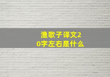 渔歌子译文20字左右是什么